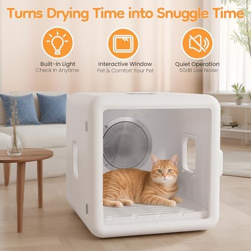 FansaFurn 65L Automatic Dog Dryer Box with Smart Timer, Pet Dryer Box with 360° Warm braw and Ultra Quiet, Smart Temperature Control, Cat Dryer for Cat and Small Dogs