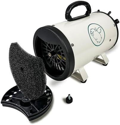 Flying Pig High Velocity Dog Pet Grooming Dryer w/Heater (Flying One, White w/Teal Logo)