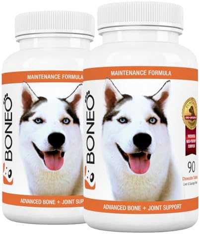 Boneo Canine Lactoferrin for Dogs, Bone & Joint Supplement for Dogs, Lactoferrin Dog Chews for Bone Strength, Joint Health, Mobility & Dental Support, Liver & Sausage Flavor, 90 Ct Dual Pack