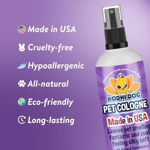 Bodhi Dog Premium Dog Cologne - Deodorizing Dog Perfume & Conditioner for Dogs & Cats - Natural Long Lasting Spray - Keeps Pets Fresh All Day - Gentle & Safe Formula, Made in USA (Lilac 8 Fl Oz)