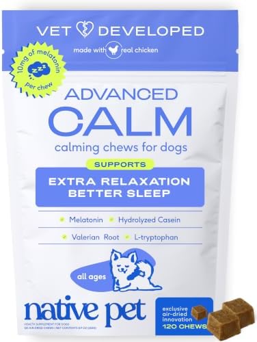 Native Pet Advanced Calming Chews for Dogs, Melatonin, Valerian, 120 Chews