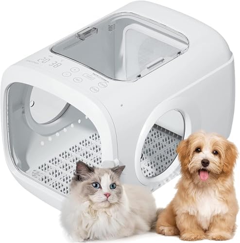 Automatic Pet Dryer Box ， Ultra Quiet Dog Hair Dryer with Wheels Smart Control for Temp Time Wind Speed and 360 Drying