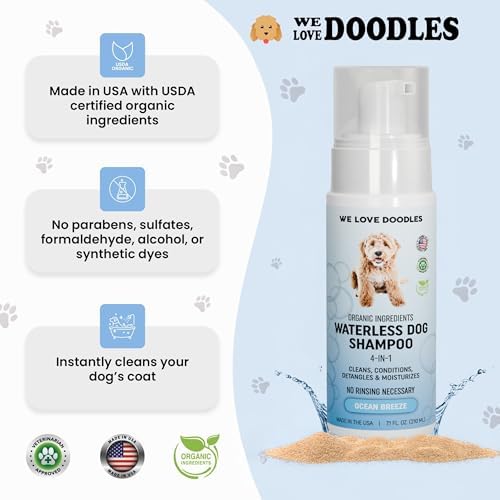 Waterless Dog Shampoo, No-Rinse Foam, Dry Shampoo for Dogs, Ocean Breeze 7.1OZ