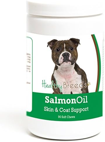 Healthy Breeds Staffordshire Bull Terrier Salmon Oil Soft Chews 90 Count, Brown