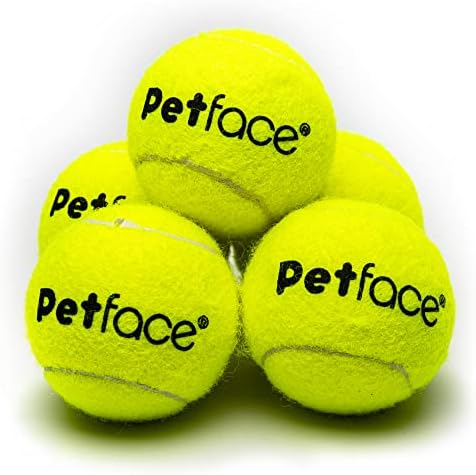 Petface Mini Super Tennis Balls for Dogs, 4.8 cm (Pack of 5) | Multipack of 5, Squeaker Toy, Durable & Safe, Indoor/Outdoor Use, Non-Toxic Materials