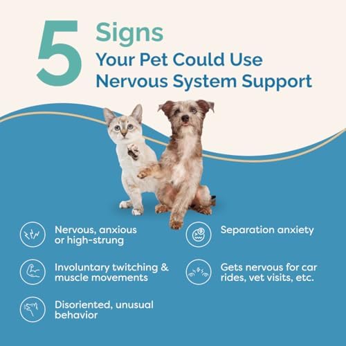 PranaPets Nervous System Support for Dogs and Cats | Herbal Formula Safely Aids in Reducing Nervousness, Involuntary Muscle Movements, Twitching and Helps Support Brain & Nervous System