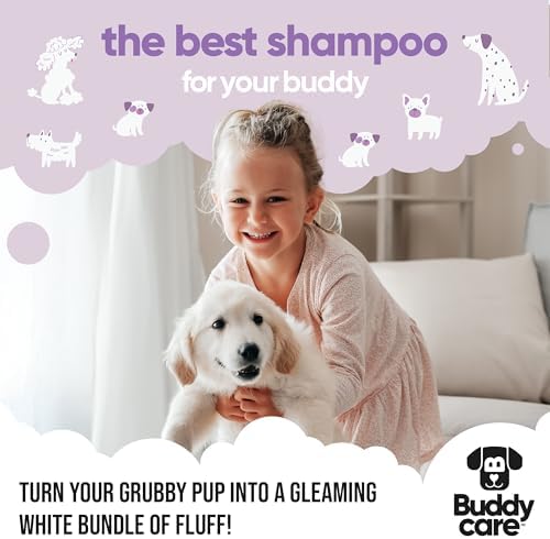 White Dog Shampoo by Buddycare | Brightening and Whitening Shampoo for Dogs | Deep Cleansing, Fresh Scented | with Aloe Vera and Pro Vitamin B5 (50.72oz)