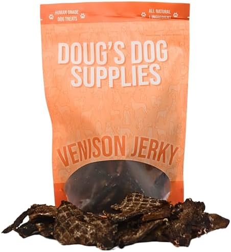 Doug's Dog Supplies Venison Jerky for Dogs - Single Ingredient, Air-Dried, Hypoallergenic (8 Ounces, Venison)