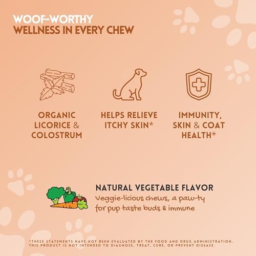 Herbion Pets Allergy + Immune Chews with Kelp & Vitamin C, 120 Soft Chews, Supports Immunity, Skin & Coat Health, Relieves Itchy Skin, Made in USA, Natural Vegetable Flavor, for Dogs 12 Weeks+, Pack 1