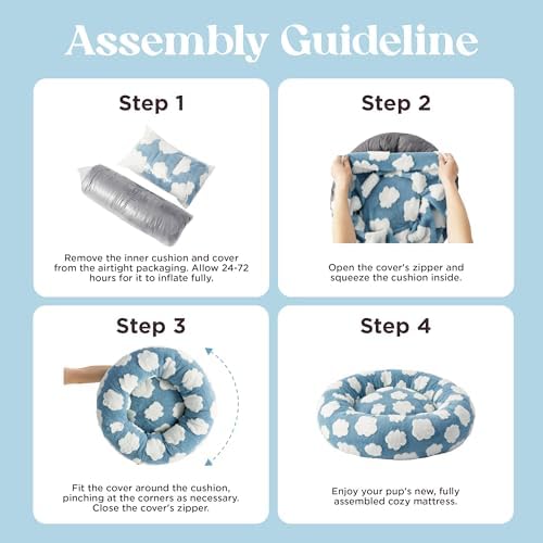 LE SURE Shown on TV Jacquard Donut Dog Beds Extra Large,Blue 42x42x9in