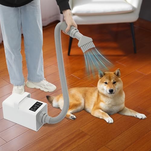 Pet Grooming Hair Dryer 1900W Variable Speed Temp Control Low Noise | 1900W motor – Neg ion tech reduces frizz; 65-80dB low noise – Soundproof inner bucket for calm pets