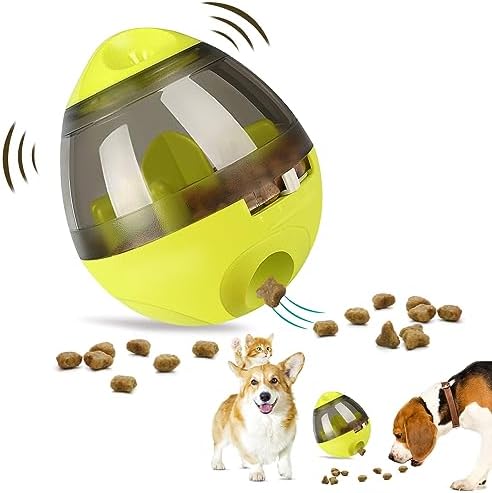 Tumbler Pet Toy, Automatic Pet Slow Feeder Treat Ball, Cat Dog Toy for Pet Increases IQ Interactive, Adjustable Treat Dog Ball Dispensing Dog Toys(Green)