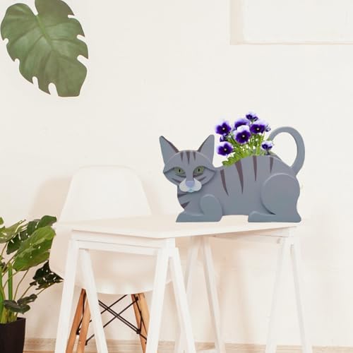 Blue Cat Planter Pots, Animal Shaped Flower Pot