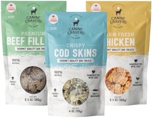 Canine Cravers Single Ingredient Dog Treats - Variety 3 Pack
