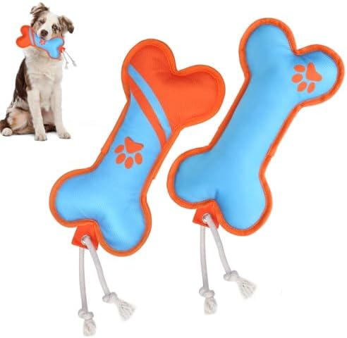BINGPET Dog Pool Floating Toys, Bone Shaped with Rope, 2-Pack