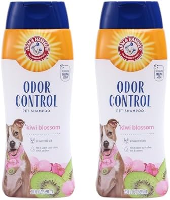 Arm & Hammer Deodorizing Dog Shampoo, Kiwi Blossom, 20 Fl Oz, 2-Pack | Tearless, moisturizing baking soda formula for sensitive skin, safe for dogs and puppies during regular baths