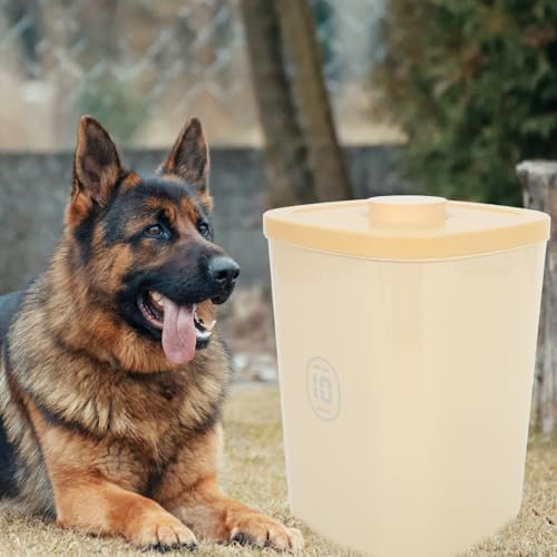 BESTonZON Large Airtight Pet Food Storage Container for Dog and Cat Food, Vacuum-sealed Yellow Plastic Grain Bin with Moisture-proof Seal, Suitable for Home Pantry Organization