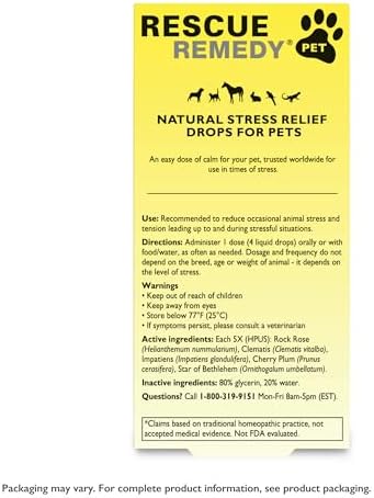 RESCUE Remedy Pet Dropper - 20mL, Pack of 2 - Stress & Tension Support for Dogs & Cats with Bach Natural Flower Essences - Sedative-Free, Homeopathic Liquid Formula - for All Breeds, Ages & Weights