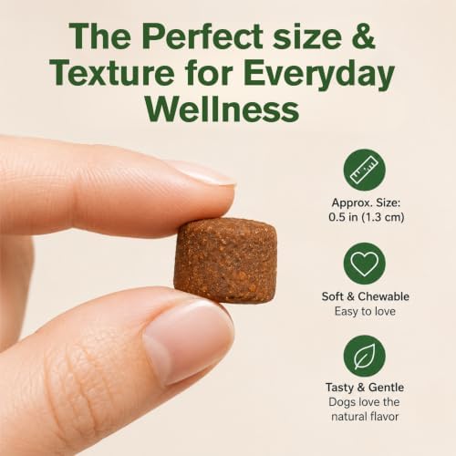 Dog Multivitamin Soft Chews, Probiotics, All Breeds, 60 Ct | Dog Vitamins, Daily Wellness, Salmon Oil & Omega-3, Skin & Coat, Gut Health, L-Carnitine, Turmeric, Senior Dogs, Joint Health