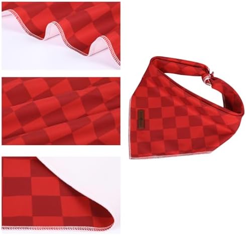 Lionet Paws Christmas Dog Bandana Washable Cotton Handkerchief Scarf Triangle Christmas Red Plaid Dog, Small (Pack of 1), Small, Red