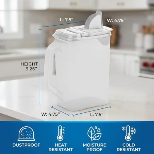 Cereal Containers Storage Set - 2 Pack 4 Quart Plastic Food Storage Containers with Lids, Airtight Flour Sugar Storage Containers & Cereal Dispenser with Pour Spout for Kitchen Pantry Organization