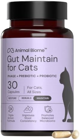 Animal Biome Cat Pre and Probiotic, S Boulardii, Gut Maintain, 30 Capsules