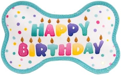 Outward Hound Tough Skinz Birthday Bone Dog Toy, Extra Durable Plush, No Messy Filling, Jumbo Squeaker, All Breeds, 9"