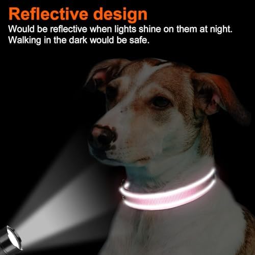 Joytale Reflective Dog Collar, Adjustable Neoprene Padded, Pink XS
