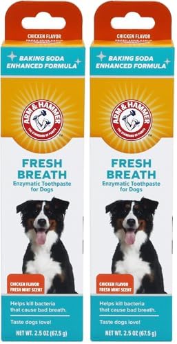 Arm & Hammer for Pets Dental Enzymatic Toothpaste for Dogs | No More Doggie Breath | Dog Toothpaste Safe for All Dogs and Puppies, Advanced Care, Chicken Flavor 2.5 Ounce (Pack of 2)