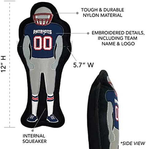 Pets First The 1st Ever Tough but Smooth Dog Toy NFL New England Patriots Football Athletes Player Tough Pet Toy. A Premium Quality Doggie Toy with Built-in Squeaker. Sports Fans Favorite Chew Toy