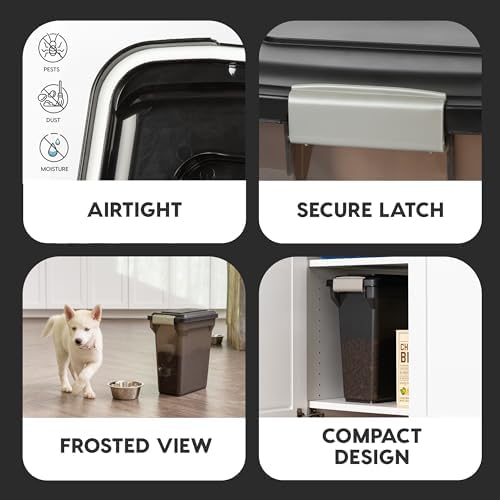 IRIS USA Dog Food Storage Container, Up to 13 lbs, Smoke