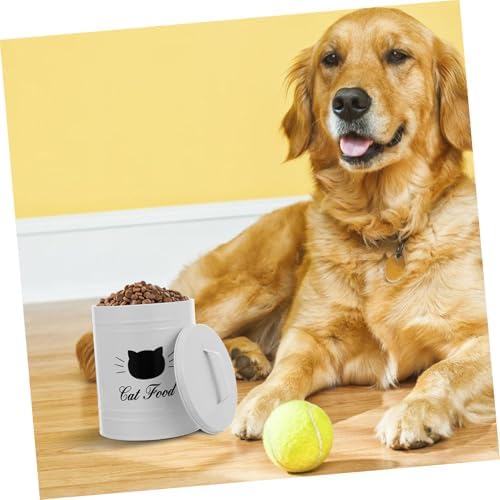 Healifty Airtight Metal Canister with Sealed Lid for Pet Food Iron Jar for Cat and Dog Treats Keeps Food Fresh and Dry