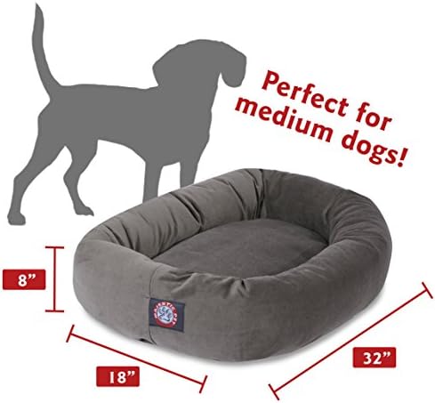 Majestic Pet Suede Calming Dog Bed, 32 Inch Medium, Washable, Gray