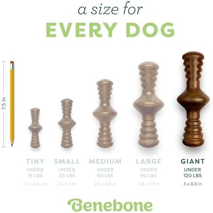 Benebone Zaggler Rolling Dog Chew Toy for Aggressive Chewers, Real Peanut, Giant, Made in USA, Giant
