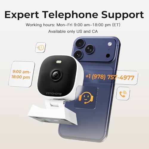 2K Cameras for Home Security,Indoor/Outdoor for Baby/Elder/Pet Monitoring with Phone app, Plug&Play,Color Night Vision,2-Way Audio&24/7 Recording,Support 128G Card (Not Included),6.56ft Wire