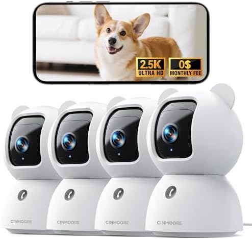 2.5K Indoor Security Camera 4pack, Free AI Person/Pet/Cry Detection, 4MP Baby/Dog/Cat/Pet Camera with Phone App, Pan Tilt WiFi, Night Vision, Full Duplex Audio for Home Security