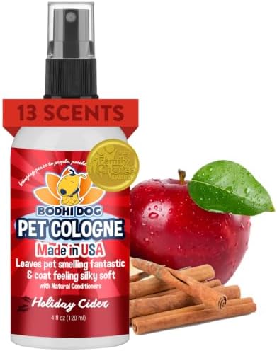 Bodhi Dog Natural Dog Cologne (Holiday Cider) - Premium Scented Deodorizing Pet Perfume with Conditioner for Dogs & Cats - Keeps Pets Fresh & Clean - Gentle and Safe Formula, Made in USA (4 Fl Oz)