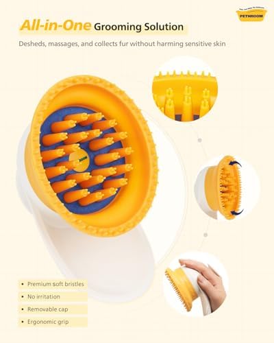PETHROOM Cat Grooming & Nail Care Bundle – Silicone Deshedding Brush & Precision Cat Nail Clipper, Gentle Grooming, Reduce Shedding, Safe & Accurate Trimming for Indoor Cats