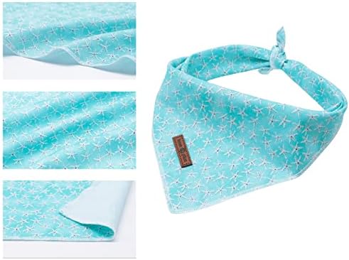 Lionet Paws Summer Dog Bandanas 2 Pack, Blue Washable Dog Triangle Bibs Scarf Dog Kerchief,Adjustable Triangle Holiday Scarves for Medium Large Extra Large Dogs Pets, Ball&StarFish
