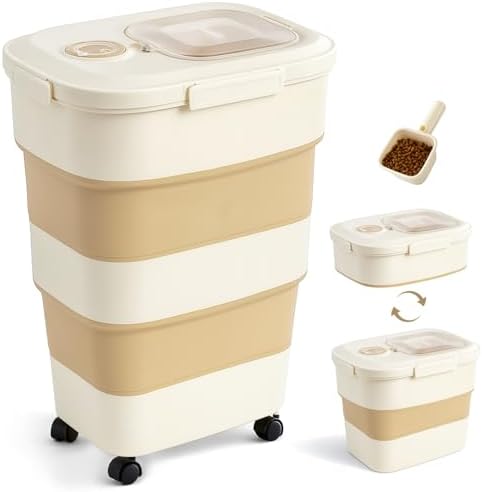 ZOMISIA 40-50lbs Dog Food Storage Container, 50lbs, Khaki