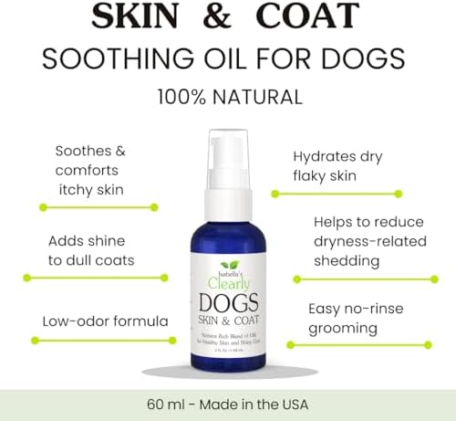 Natural Skin & Coat Oil for Dogs – Coconut, Olive & Almond Oil Dog Moisturizer for Dry, Itchy Skin & Dull Coats | Adds Shine, Softness & Helps Reduce Shedding | Lick Safe, Made in USA