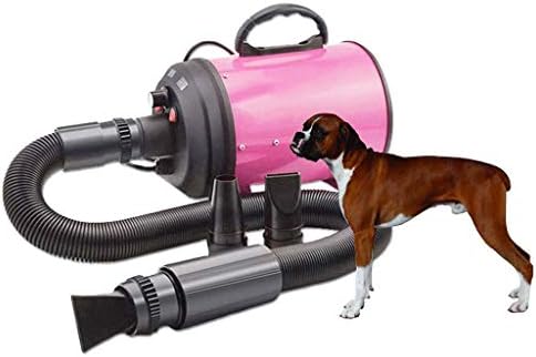 Pet Grooming Hair Dryer Pet Blaster 2200W Stepless Speed Gear Control Low Noise Dogs Hairdryer Adjustable Temperature Heater Dryer Blaster Has 4 Nozzle Options (Color : Pink)