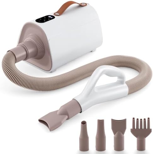 Giantex Dog Dryer, Dog Hair Dryer with Adjustable Air Speed and Temperature Control, 4 Nozzles, Negative Ion Function, Overheat Protection, High Velocity Dog Blow Dryer for Pet Grooming Salon