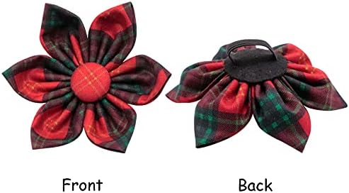 Lionet Paws Christmas Dog Collar with Flower, Soft and Comfortable, Adjustable Collar for Medium Dogs Girl Gift, Neck 13.5-22 inches