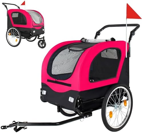 2-in-1 Bike Trailer & Pet Stroller - up to 110lbs, Foldable Cart