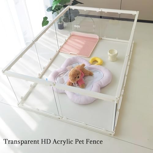 Acrylic Puppy Playpen, Safety Non-Slip Pet Gate, DIY Shape Combination for Indoor Use, Secure Transparent Dog Fence, 14-Piece Set