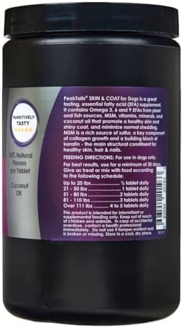 KALA HEALTH PeakTails Skin & Coat Supplement for Dogs, 150 Count