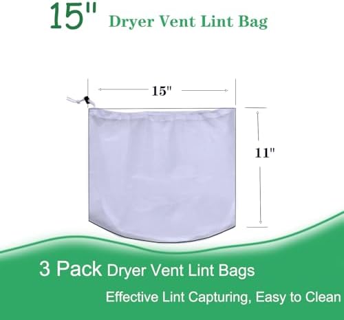 3 Pack Dryer Vent Lint Catcher Bags for Capturing Lint and Dust