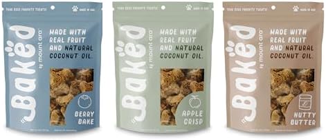 Baked Human Grade Dog Treats - Apple, Blueberry & Peanut Butter Cookies, 6oz