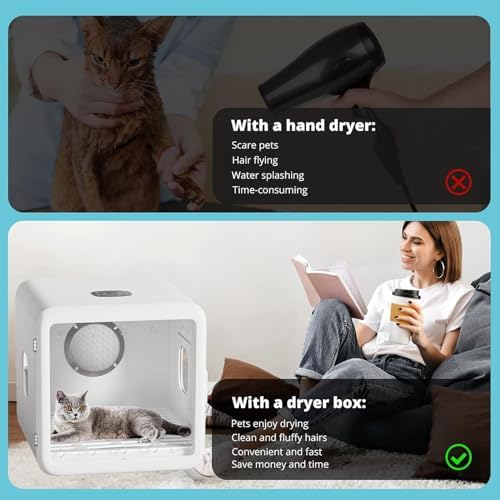 Pet Dryer Box for Cats and Small Dogs, Automatic Efficient Drying Machine, Fast Blower, Multi-Functional, Adjustable Temperature, Quiet Operation
